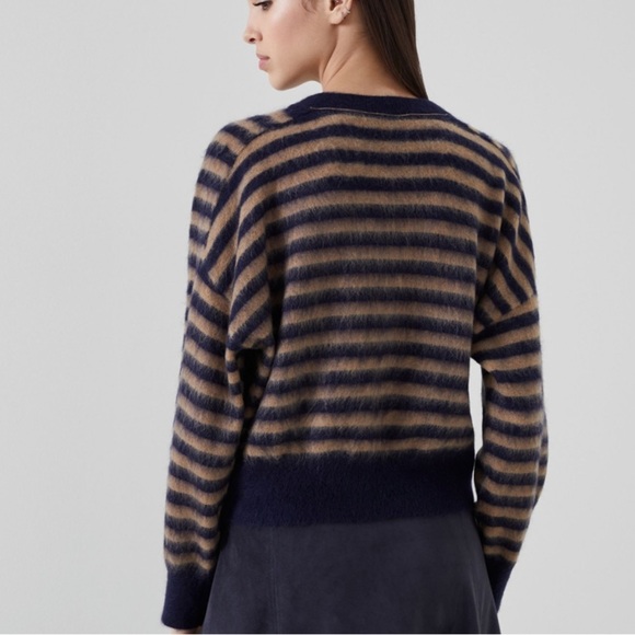 Brunello Cucinelli Striped Mohair, Virgin Wool and Cashmere Sweater with Monili - Picture 4 of 16